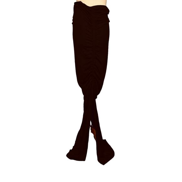 Superdown Black Ruched Maxi Skirt LARGE High Side Slits Revolve Domique $92 NEW - Picture 9 of 12